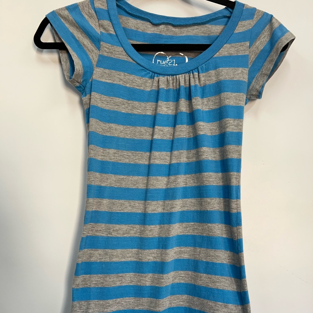Rue21 Blue and Gray Striped Kids Top